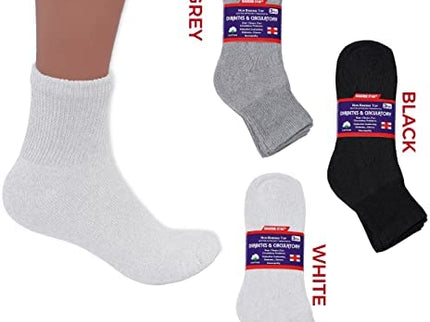 Diabetic Ankle Socks, Non-Binding Circulatory Doctor Approved Cushion Cotton Quarter Socks for Men’s Women’s 3,6,12 Pack