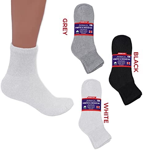 Diabetic Ankle Socks, Non-Binding Circulatory Doctor Approved Cushion Cotton Quarter Socks for Men’s Women’s.