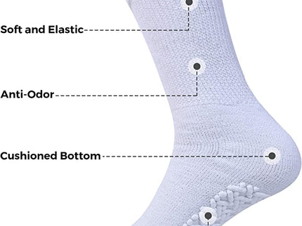 3,6,12, Pairs Diamond Star Anti Skid Socks Non Slip Non Binding With Grips Hospital Diabetic Crew Socks For Men Women size