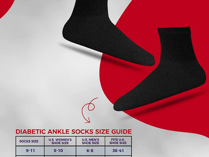 Diabetic Ankle Socks, Non-Binding Circulatory Doctor Approved Cushion Cotton Quarter Socks for Men’s Women’s 3,6,12 Pack