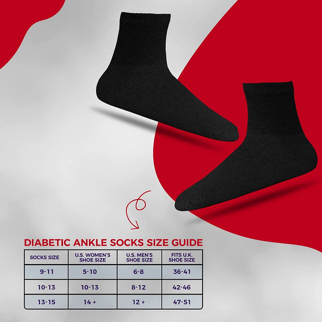 3-12 Pairs Men Women Circulatory Health Diabetic Ankle Quarter Socks  9-11 10-13 13-15