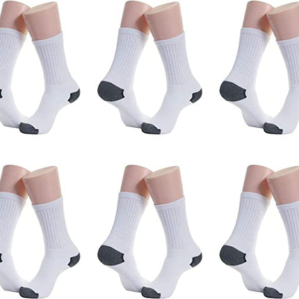 Men’s 12 Pairs Sports Crew Socks Cotton Heel/Toe Athletic Socks