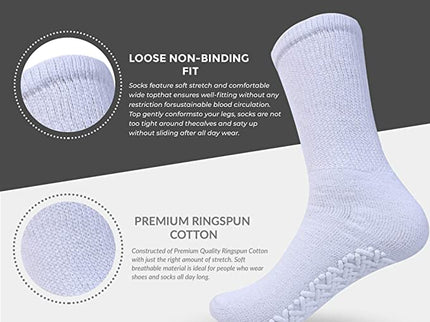 3,6,12, Pairs Diamond Star Anti Skid Socks Non Slip Non Binding With Grips Hospital Diabetic Crew Socks For Men Women size