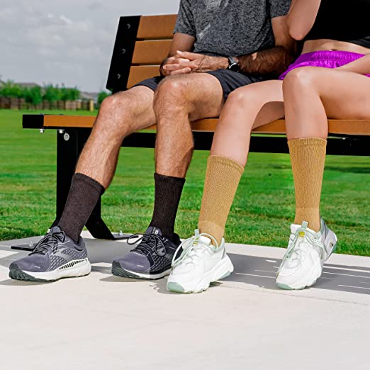 Diabetic Socks For Men Women Non-Binding Doctor Approved Diabetic Crew Socks Khaki/Beige 12 Pairs