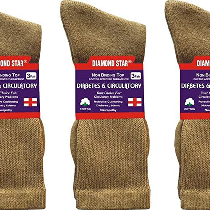 Diabetic Socks For Men Women Non-Binding Doctor Approved Diabetic Crew Socks Khaki/Beige 12 Pairs