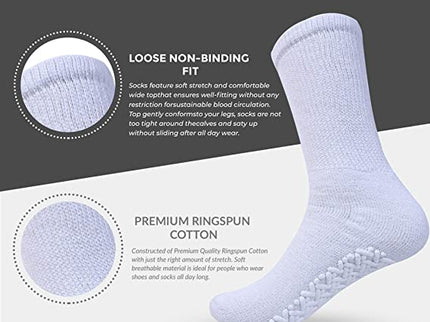 Diamond Star Anti Skid Socks Non Slip Non Binding With Grips Hospital Diabetic Crew Socks For Men Women