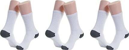 Men’s 12 Pairs Sports Crew Socks Cotton Heel/Toe Athletic Socks