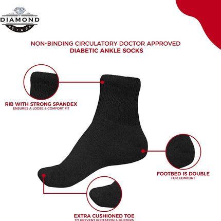 3-12 Pairs Men Women Circulatory Health Diabetic Ankle Quarter Socks  9-11 10-13 13-15