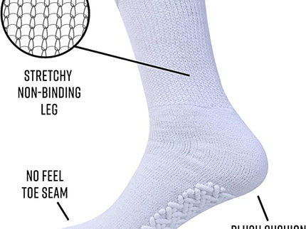 3,6,12, Pairs Diamond Star Anti Skid Socks Non Slip Non Binding With Grips Hospital Diabetic Crew Socks For Men Women size