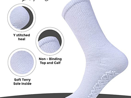 Diamond Star Anti Skid Socks Non Slip Non Binding With Grips Hospital Diabetic Crew Socks For Men Women