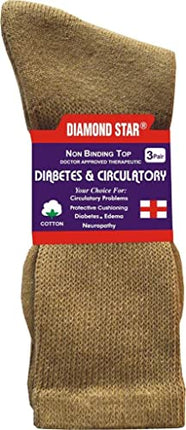 Diabetic Socks For Men Women Non-Binding Doctor Approved Diabetic Crew Socks Khaki/Beige 12 Pairs