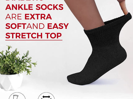 Diabetic Ankle Socks, Non-Binding Circulatory Doctor Approved Cushion Cotton Quarter Socks for Men’s Women’s 3,6,12 Pack