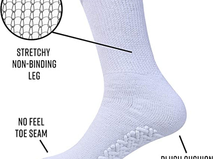Diamond Star Anti Skid Socks Non Slip Non Binding With Grips Hospital Diabetic Crew Socks For Men Women