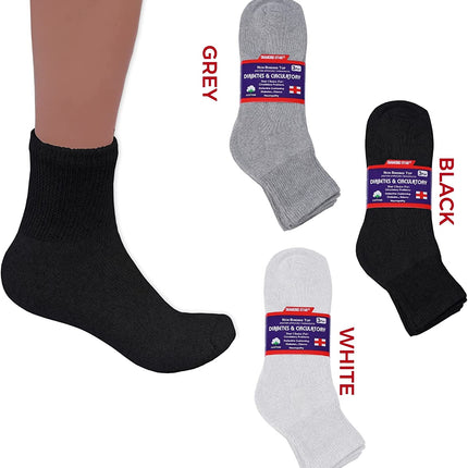 Diabetic Ankle Socks, Non-Binding Circulatory Doctor Approved Cushion Cotton Quarter Socks for Men’s Women’s 3,6,12 Pack