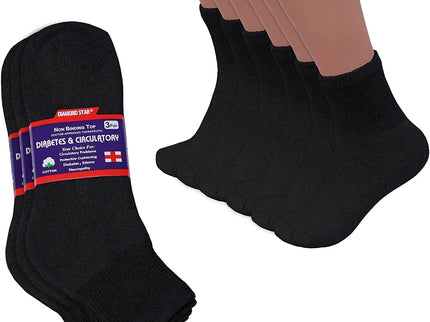 Diabetic Ankle Socks, Non-Binding Circulatory Doctor Approved Cushion Cotton Quarter Socks for Men’s Women’s 3,6,12 Pack