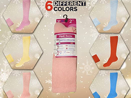 Compression Diabetic Socks Womens, for Neuropathy Pain, Cotton Premium Non-Binding Crew&Ankle Socks 9-11(6Pairs)
