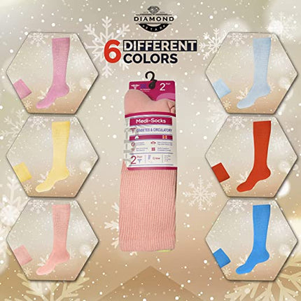 Compression Diabetic Socks Womens, for Neuropathy Pain, Cotton Premium Non-Binding Crew&Ankle Socks 9-11(6Pairs)