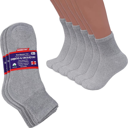 Diabetic Ankle Socks, Non-Binding Circulatory Doctor Approved Cushion Cotton Quarter Socks for Men’s Women’s 3,6,12 Pack