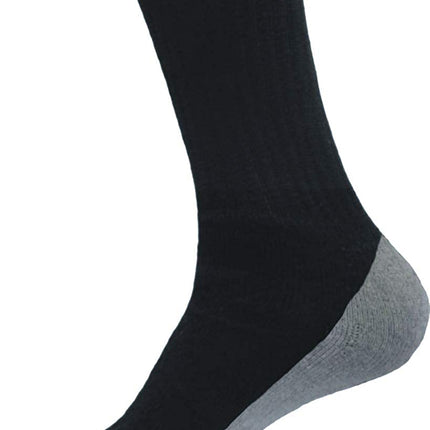 Men's Cotton Crew Socks 12 Pairs Pack Everyday Work Performance Cushion (Black With Grey Cushion, 13-15 King Size)